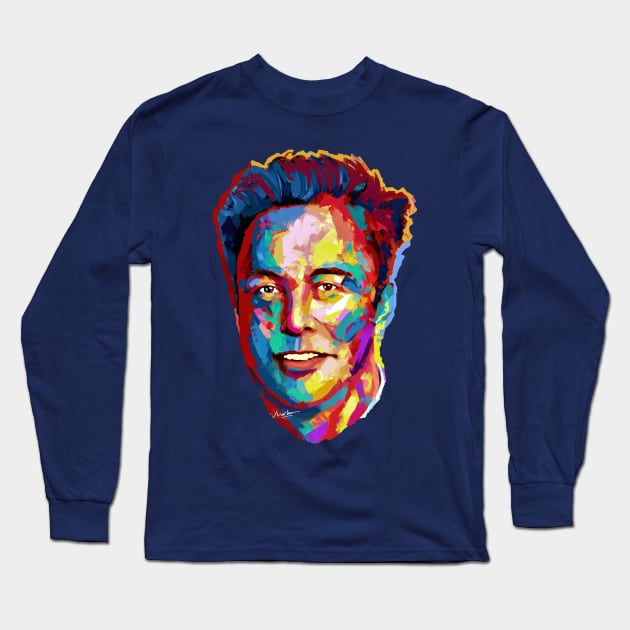 Elon Musk Color Art by Mailson Cello 2021 Long Sleeve T-Shirt by mailsoncello